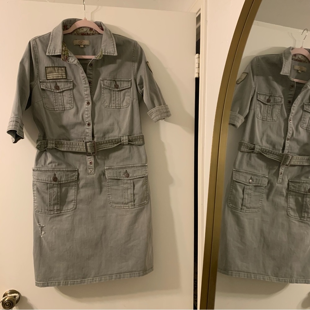 Red Denim Cargo denim dress, 90’s style size Large
